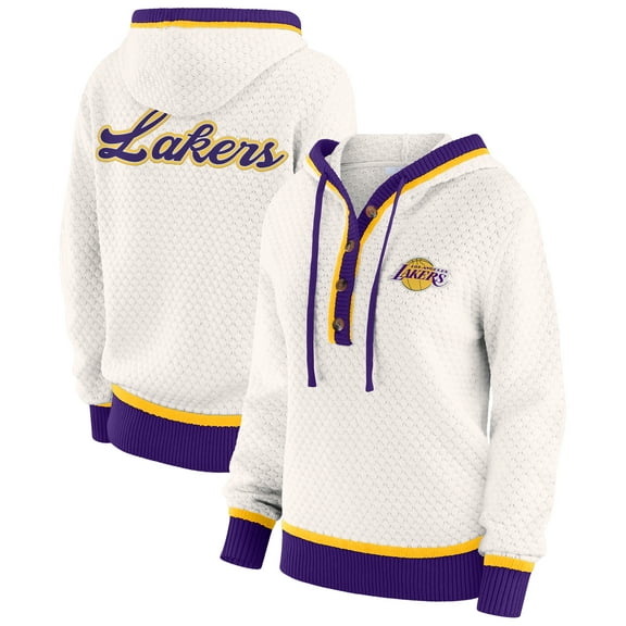 Women's WEAR by Erin Andrews Cream Los Angeles Lakers Plus Size Hoodie Sweater