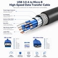 thumbnail image 5 of 6FT USB 3.0 A to Micro B Cable, 5Gbps High Speed Data Transfer Cord for External Hard Drive HDD SSD, Portable Hard Disk Box, DSLR Camera, Compatible with WD Seagate Toshiba Samsung External Drives, 5 of 8
