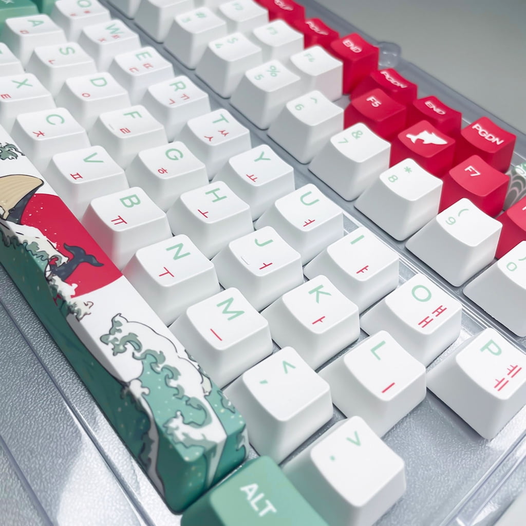 Customizable PBT Keycaps Set Coral Sea Pattern XDA/OEM Keycaps For Mechanical Keyboards,Korean Keycaps Solid Builds
