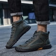 thumbnail image 2 of Domuza Hand Stitched Leather Men's Chukka Ankle Boots, Classic Lace-Up Mid Top Casual Shoes, Built-In Arch Support Wide Toe Design, Waterproof Non-Slip Durable Sneakers Green 8 (EU-41), 2 of 6