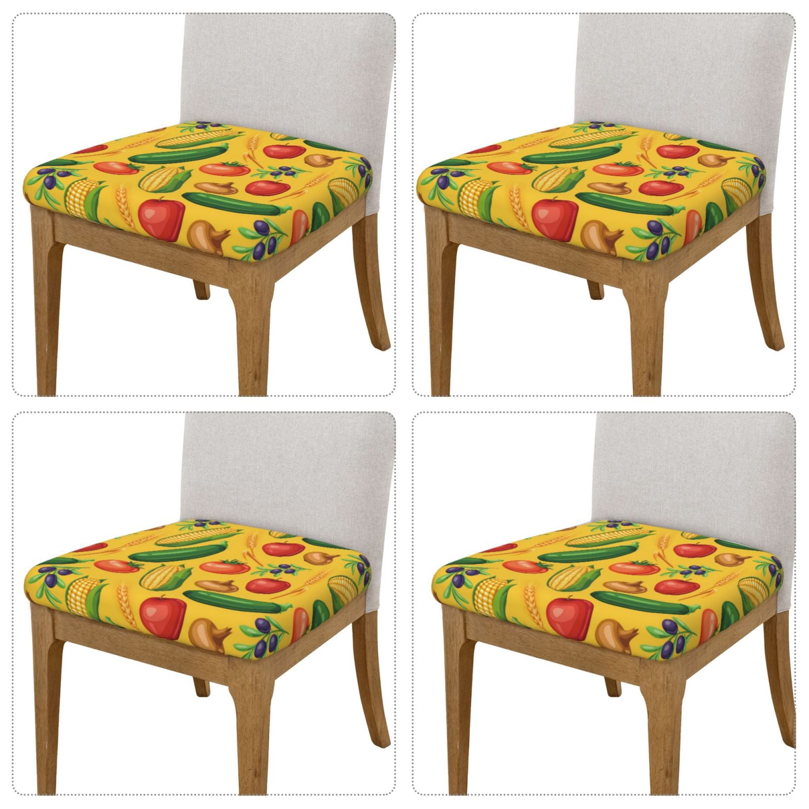 Vsdgher Colorful Vegetables Couch Cushion Covers, Non-Slip Sofa Seat Cushion Slipcovers, Soft Couch Covers（Don't include seat cushion）Four Pieces