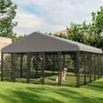 thumbnail image 5 of Outdoor Dog Kennel 120"x118", Large Metal Fence House with Roof, Feeding Door, Double Lock, 5 of 7
