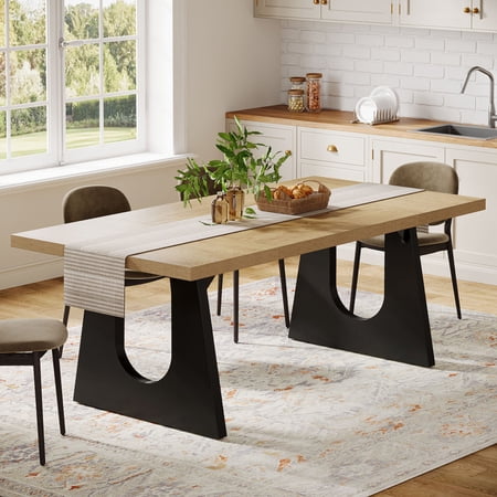 Tribesigns 70.9 Dining Table for 6-8 People Large Wood Rectangular Kitchen Table for Dining Room Living Room (Brown)