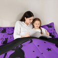 thumbnail image 4 of Manfei Spooky Animal Black Cat Twin Comforter Sets 2pcs, Halloween Flying Bat Bedding Set, Purple Black Yellow,Black Reversible,1 Comforter and 1 Pillowcase, 4 of 6