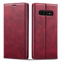 Dteck Wallet Case for Samsung Galaxy S10 Plus 6.4 Inch, Luxury PU Leather Soft Silicone Shockproof RFID Blocking Flip Case with Card Slots Holder Kickstand Magnetic Clasp Folio Phone Cover,Red