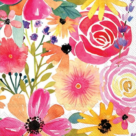 Boston International C033200 Paper Cocktail Napkin Floral Frenzy - case of 3