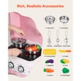 thumbnail image 5 of KFFKFF Wooden Play Kitchen for Kids, Pretend Cooking Set with Lights & Sounds, Includes Food & Cookware, Features Microwave, Oven, Clicking Knobs, Ideal for Ages 3-8, Pink, 5 of 9