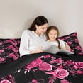thumbnail image 5 of Manfei Fashion Pink Rose Bedding Comforter Set for Adult, Flower Floral Twin Comforter Sets, Romantic Anniversary Reversible Bedding Set, Lightweight Room Decor, 2 Pieces, 5 of 9