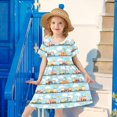 thumbnail image 6 of FORMRS Girls Short Sleeve Dress Summer Casual Round Neck A-line Beach Sundress, Sizes 2T-8T, Cartoon Train Pattern, 6 of 8