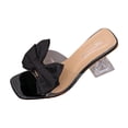 thumbnail image 5 of Xucatan Women's Bow Accent High Heel Mules, Comfortable Slide On Sandals, Wide Width Open Toe Shoes, Plus Size Casual Wear Gift, 5 of 9