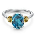 thumbnail image 3 of Gem Stone King 3.51 Ct Oval London Blue Topaz Yellow Citrine 925 Sterling Silver Ring (Size 7), 3 of 6