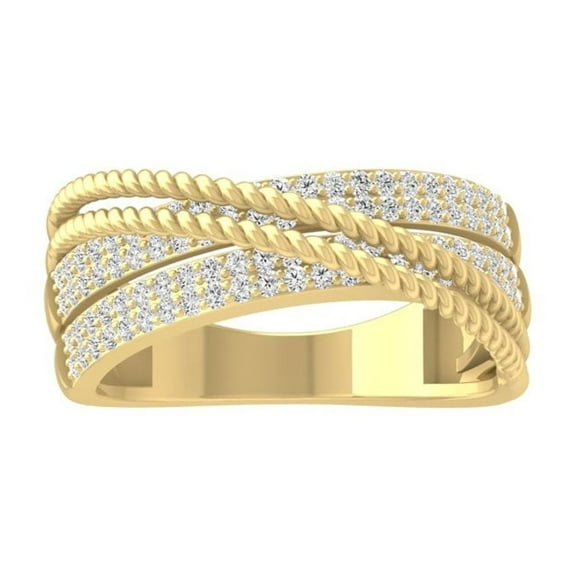 ARAIYA FINE JEWELRY 10K Yellow Gold Diamond Wedding Anniversary Band Ring (1/2 cttw, I-J Color, I2-I3 Clarity) Size 6