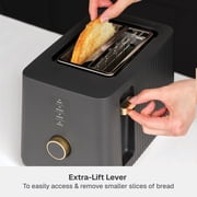 Thyme & Table 2-Slice Toaster, Extra-Wide Slots with Removable Crumb Tray, Slate Grey