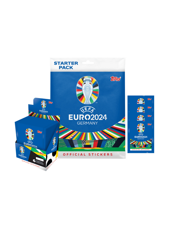 2024 Topps UEFA Euro Stickers - Bundle #1 (50-Pack Box & Mega Starter Pack) (Album + 348 Stickers)