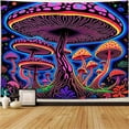 thumbnail image 4 of Simpkeely Blacklight Mushroom Tapestry, UV Reactive Fantasy Forest Neon Wall Hanging, Fluorescent Party Decor Glow Wall Art for Bedroom, Dorm, Gaming Room - 51.2" x 59.1", 4 of 7
