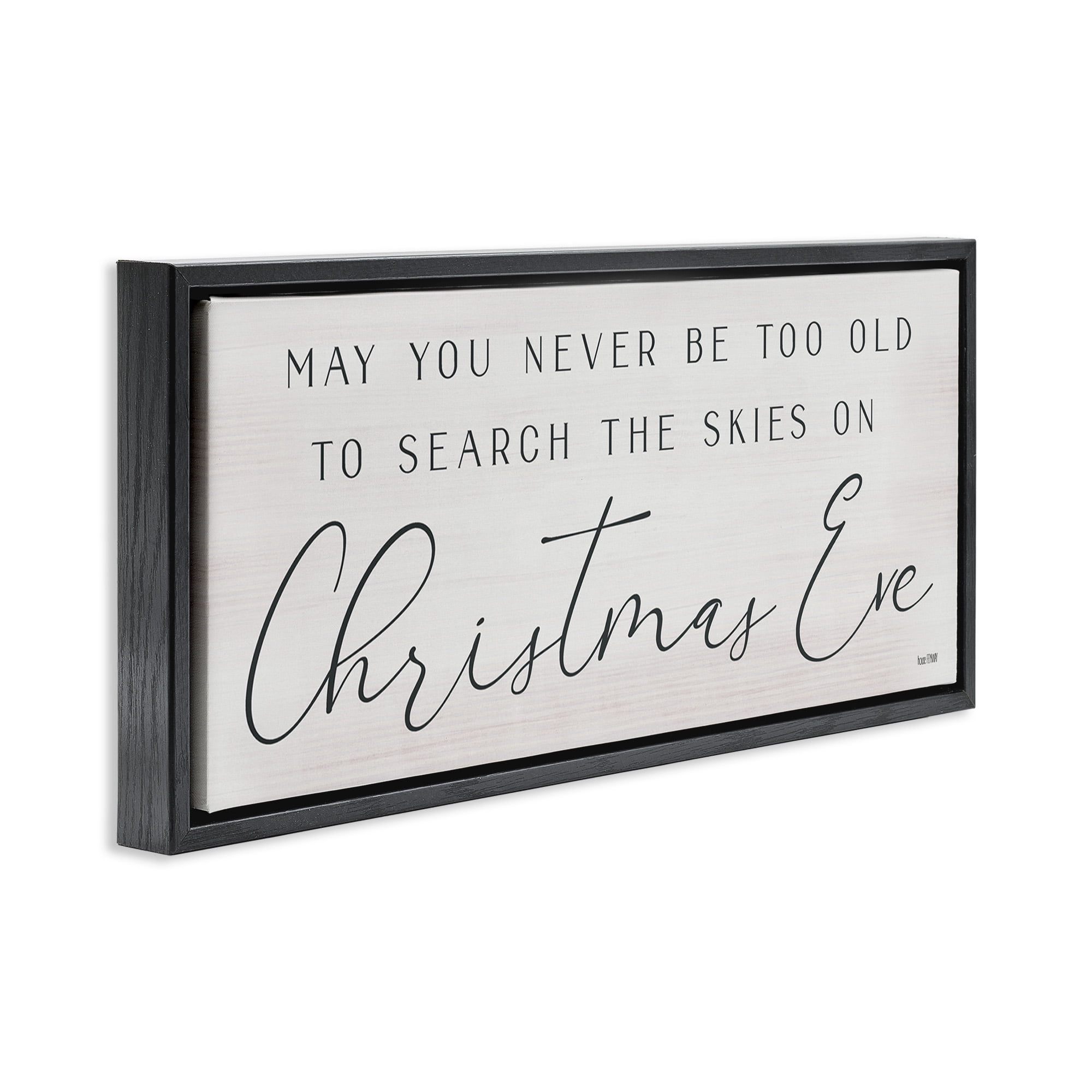 Stupell Industries Inspiring Christmas Eve Sentiment Inspirational Painting Black Floater Framed Canvas Art Print Wall Art, 31 x 14