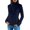 Blue, variant on Slim Fit Turtleneck Pullover Sweater for Women – Soft Cable Knit Long Sleeve Twist Detail Top, Solid Color Casual Comfortable Fall Winter Everyday Wear