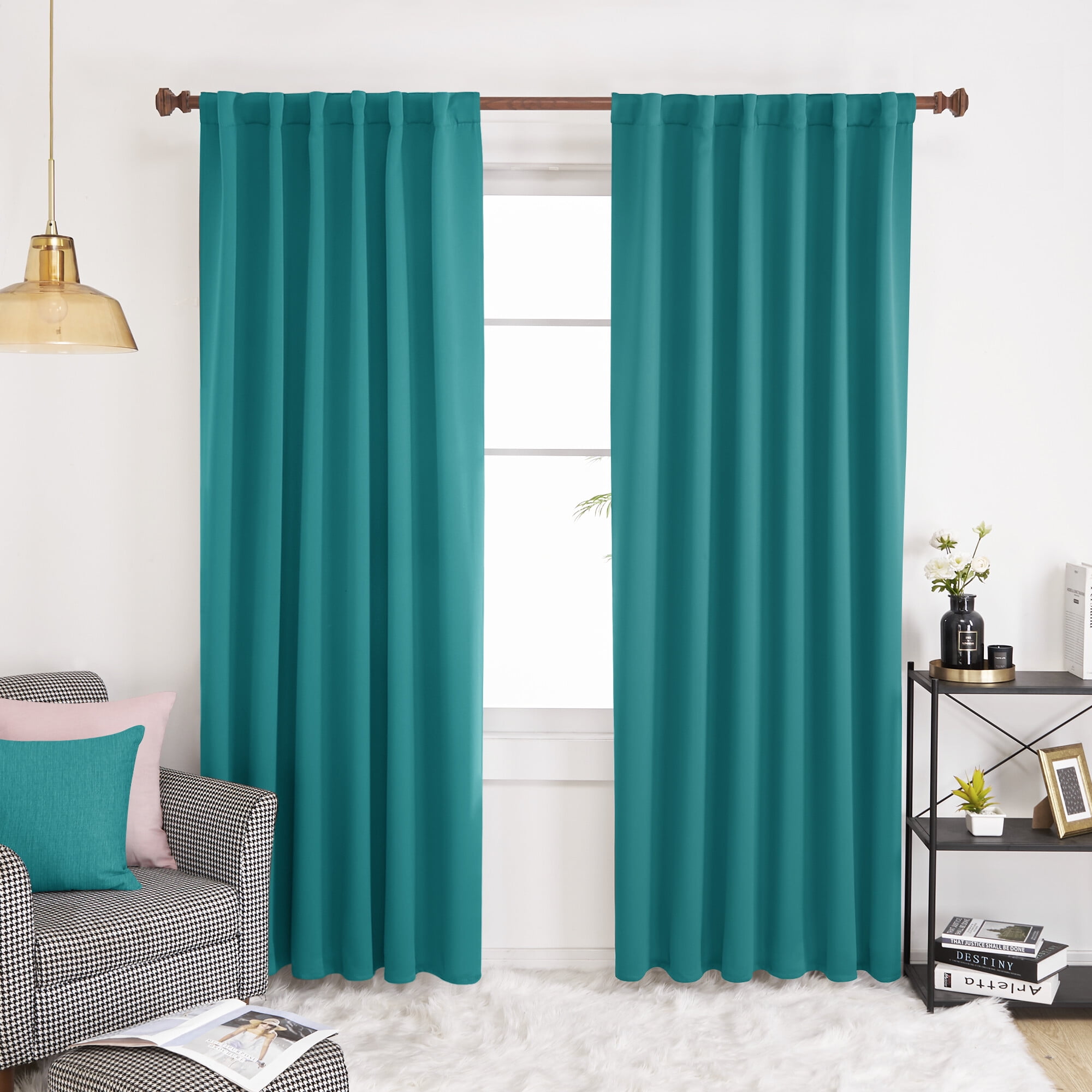 Deconovo Blackout Curtains for Patio Door Sliding Door Back Tab and Rod