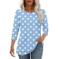thumbnail image 6 of Hfnxid 3/4 Sleeve Shirts for Women Crewneck Polka Dots Printed Shirt Business Casual Tunic Tops Fashion Slim Fit Going Out Top, 6 of 8