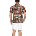 thumbnail image 5 of HAPPY BAY Men's Hawaiian Shirt Vacation Beach Shirts Casual Button Down Short Sleeve Shirts for Men 4XL Geometric Prints, Grey, 5 of 6