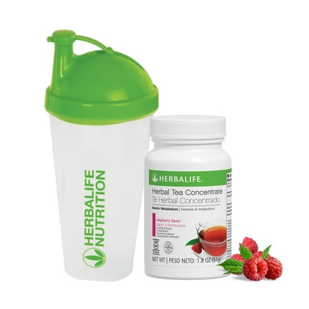 Herbal Tea Concentrate Herba life Raspberry Flavor 1.8 oz with Shaker Bottle