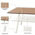 thumbnail image 3 of Sumdeal 38.58“ Rectangle Coffee Table,2-Tier Tempered Glass Tabletop with Metal Legs, Modern Center Accent Table Simple Cocktail Tables for Living Room,Brown Glass and White, 3 of 7