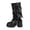 Black, variant on Women Mid Calf Boots Heel Fashion Buckle Round Toe Fall Winter Comfortable Platform Boots