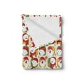 thumbnail image 2 of Christmas Soft Flannel Fleece Throw Blanket, Cheerful Faces of the New Year Santa Claus Snowman and Elves in Red Party Hats, Cozy Plush for Indoor and Outdoor Use, 70" x 90", Multicolor, by Ambesonne, 2 of 5