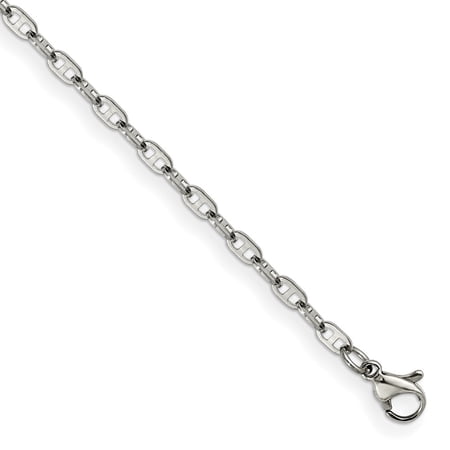 Auriga Fine Jewelry Stainless Steel Polished 2.75mm 7.5 inch Anchor Chain Bracelet for Women