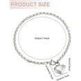 thumbnail image 2 of 1pc Heart 304 Stainless Steel Charm Bracelets Chain Bracelets for Women Stainless Steel color 7-3/8 inch(18.8cm), 2 of 4