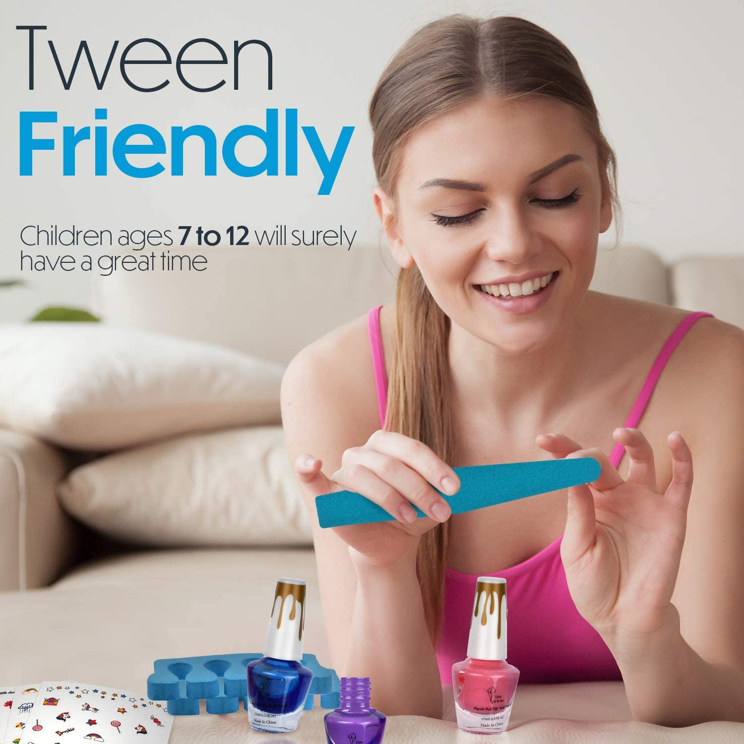 Toysical Girls Nail Art Polish Sets for Kids or Tweens - Non Toxic Gift Set  