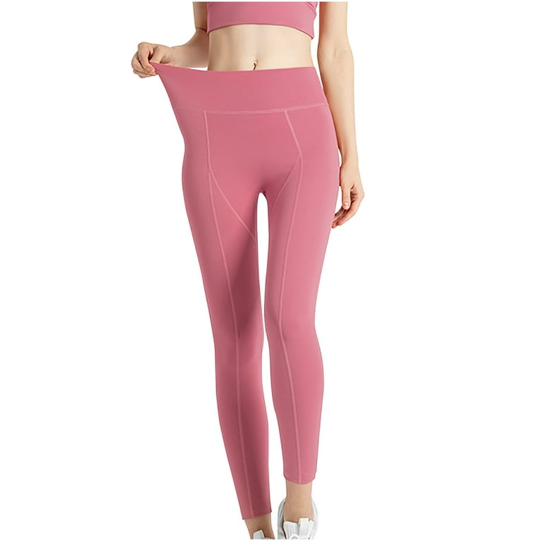 Jalioing Yoga Sweatpants for Women Seamless Elastic Waist Flattering Soft  Solid Color Skinny Sports Pants (Small, Pink)