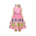 thumbnail image 1 of Vestido de Niña Rosa Dibujo Animado Flor Círculo Punto Corazón Colorido Primavera Verano 9-10 Años, 1 of 6