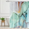 thumbnail image 2 of Green Marble Shower Curtain, Abstract Modern Decorative Fabric Shower Curtain Set with 12 Plastic Hooks, Weighted Hem, Watercolor Luxury Water Resistant Cloth Shower Curtains for Bathroom, 72x72, 2 of 6