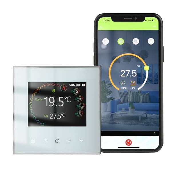 Termostato inteligente WiFi, controlador de temperatura, programable semanalmente, control táctil/móvil