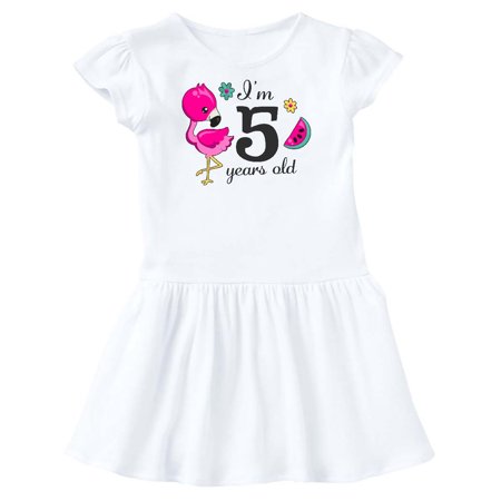 

Inktastic I m 5 years old with Flamingo and Flowers Gift Toddler Girl Dress