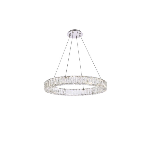 Monroe 26 inch LED round single pendant in chrome