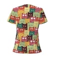 thumbnail image 4 of Naloa Cute Cartoon Cat Print T-Shirts Short Sleeve V Neck Tees for Women Fashion Tops Trendy Lightweight Soft Casual Summer Outfits Clothes, 4 of 5