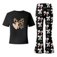 thumbnail image 6 of Gaexia Girls Size 9/10 Outfits,Valentine's Day Girls Outfit Cute Bow Heart Print Short Sleeve Top With Flare Leg Pants Toddler Two Piece Matching Fashion Clothes,8-9 Years, 6 of 6