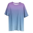 thumbnail image 5 of Hfnxid Plus Size Tops for Women Loose Fit 3/4 Sleeve Shirt Fashion Gradient Crewneck Top Summer Lightweight Comfy Going Out Tshirts Purple XXXXXL, 5 of 7