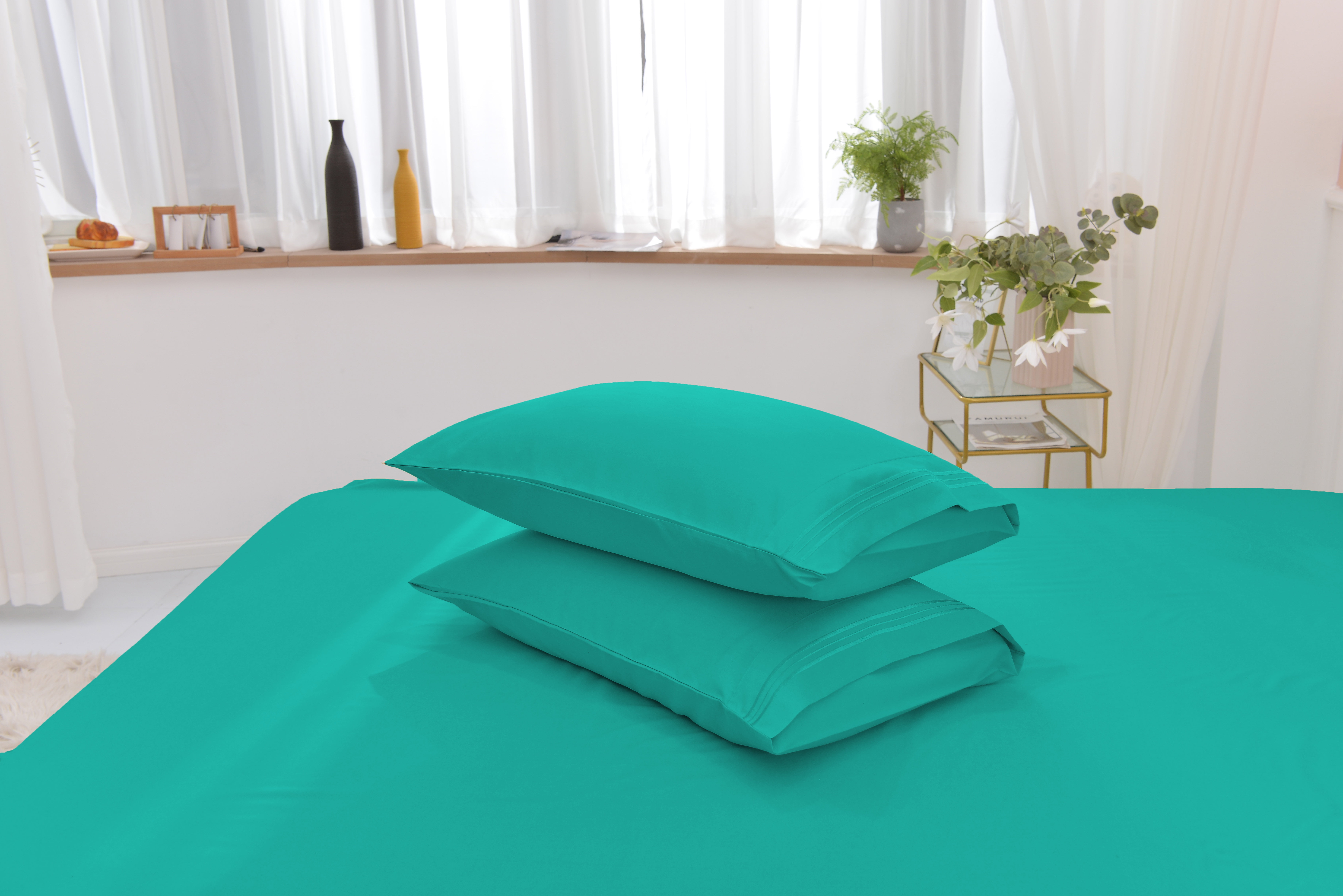 Queen Size Bamboo Derived Rayon Bed Sheet Set - Softer than Cotton Sheets Queen Size - Wrinkle Free - 16" Deep Pockets - 4 Piece - 1 Fitted Sheet, 1 Flat, 2 Pillowcases Queen Teal