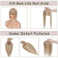 thumbnail image 6 of MY-LADY Hair Toppers for Women Real Human Hair with Bangs 3 Clip In Remy Topper Hairpiece for Thin Hair Natural Looking Hair Extensions 12inch #12P613 Golden Brown & Bleach Blonde, 6 of 8