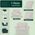 thumbnail image 3 of Set of 3 Stretch Check Spandex Jacquard Sofa Covers (Small, Ivory), 3 of 6