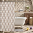 thumbnail image 3 of Erosebridal Geometric Plaid Shower Curtain 72Wx72L,Minimalist Checkered Bathroom Curtain,Beige, 3 of 6