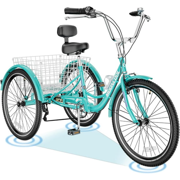 FICISOG Adult Tricycle 7 Speed Adult Trikes 20/24/26 Cruise Trike with Basket, Three Wheel Bike with Double-Wall Wheel Rims for Women Men Seniors Shopping Picnic