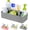Grey, variant on Baby Shower Caddy Plastic Nursery Portable Storage Organizer Caddy Tote for Child/Kids, Divided Basket Bin with Wood Handle for Bathroom, Dorm Room, Holds Hand Soap, Bottles, Spoons (Beige)