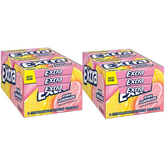 EXTRA Gum Pink Lemonade Gum Sugarfree Chewing Gum, 15 Pieces Each Pack (Pack of 20)