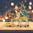 thumbnail image 3 of Christmas Resin Sitting Standing Deer Statue Reindeer Figurines Deer Decorations for Home Decor Statue Small Reindeer Sculpture for Living Room, Wine Cabinet, Display Stand, Bedroom, Office Desktop, 3 of 5