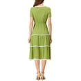 thumbnail image 5 of Allegra K Women's Square Neck Short Sleeve Lace Trim Tiered Midi Dresses, 5 of 6