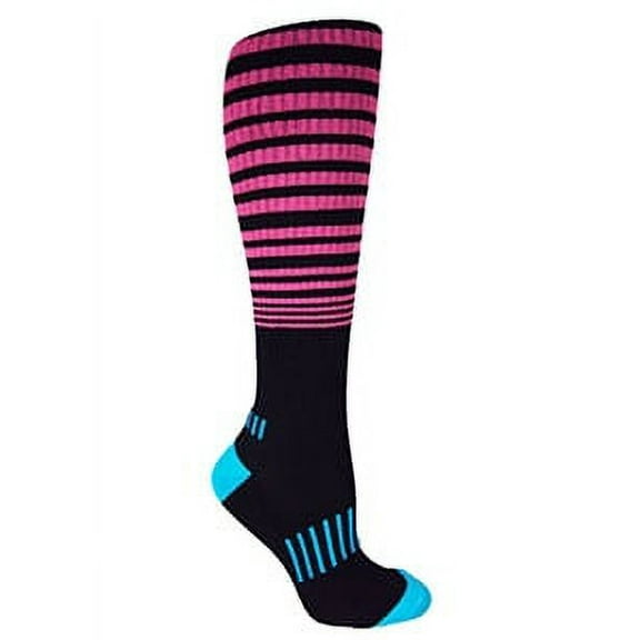 MOXY Socks Black with Pink/Cyan Knee-High Premium “The Force” Fitness Deadlift Socks